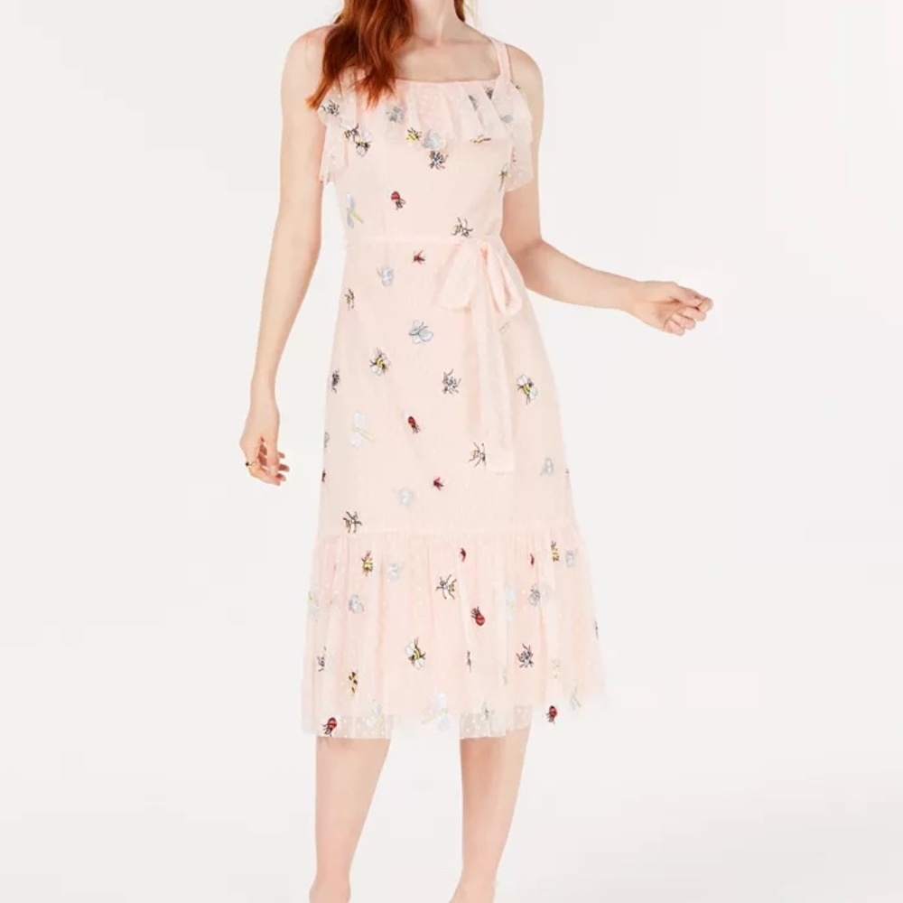Betsey Johnson 'Princesscore' Pink Lace Mesh Midi Dress with Insects Embroidery - Picture 2 of 7
